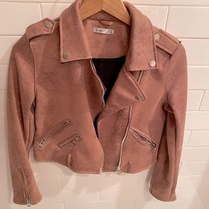 Dex Faux suede moto jacket, xs dusty rose